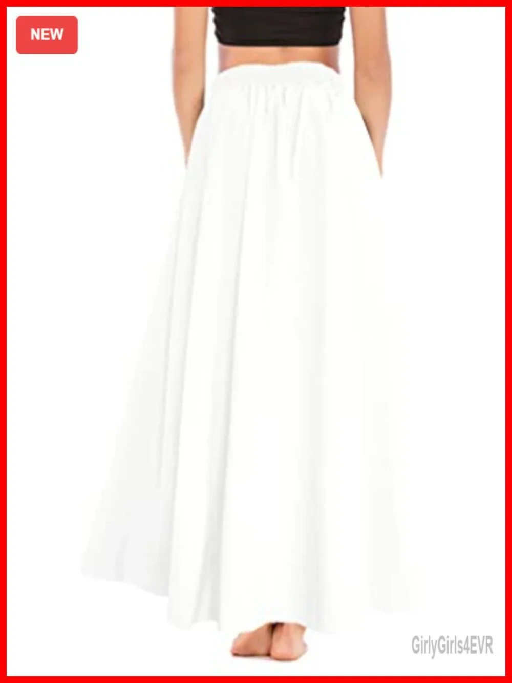 Women's High Waist A-Line Flowy Maxi Skirt Tie Front with Pockets
